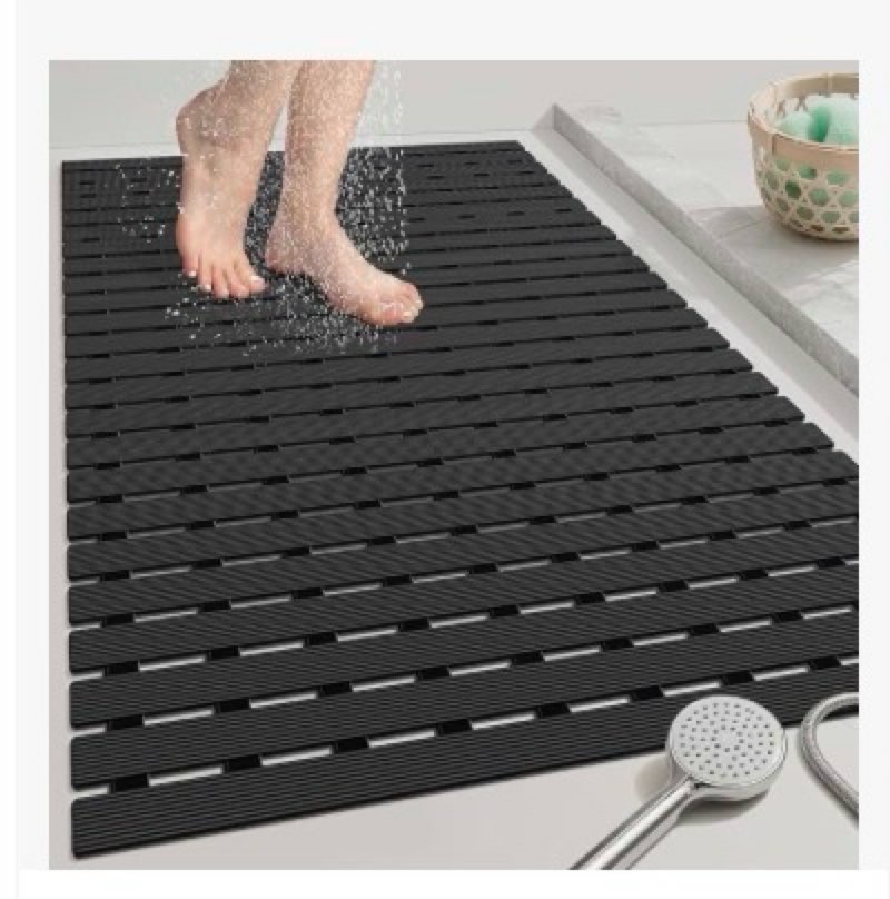 OTHWAY Large Shower Mat, 35.4 x 24 Inch No Suction Cup Shower Mat Non Slip, Quick Drain Non Slip Sho