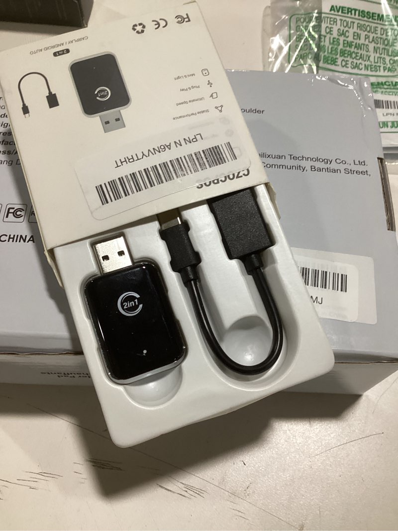 Condition photo showing Good Condition for Wireless Carplay Adapter for iPhone, Convert Wired Car Play to Wireless, 2 in 1 Plug and Play Mini CarPlay and Android Auto Adapter for iOS 10 Android 11 and Above, Cars with Built-in Carplay (Silver)