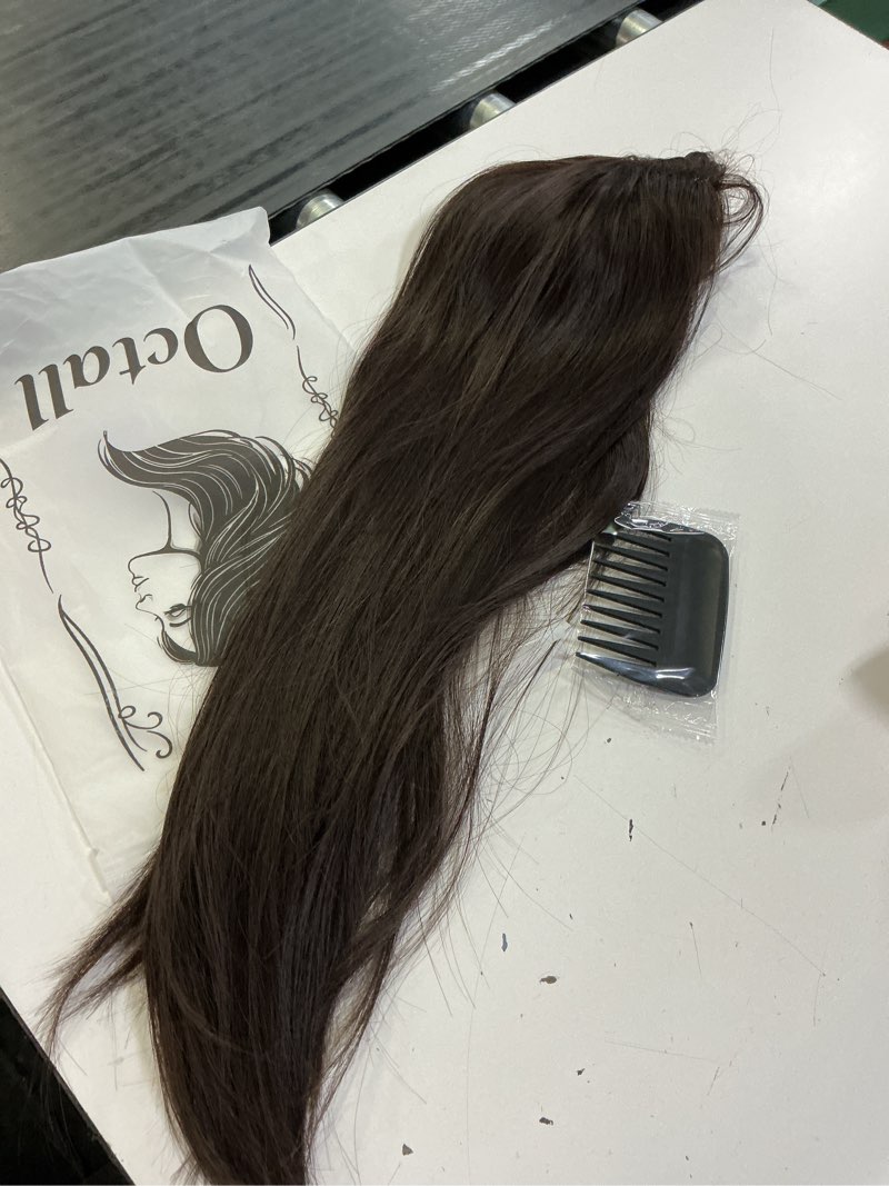 Condition photo showing Good Condition for hair toppers for women with thinning hair, 20 inch synthetic 360° 3d clip-in topper, straight layered wiglet adds natural volume & full crown coverage (dark brown)