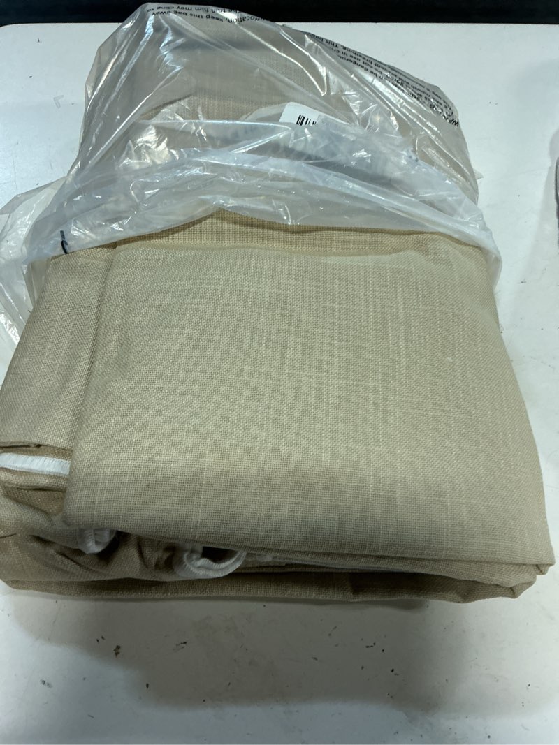 Condition photo showing As Is for piped edge cotton curtain - single panel, 48x108, natural/white piping