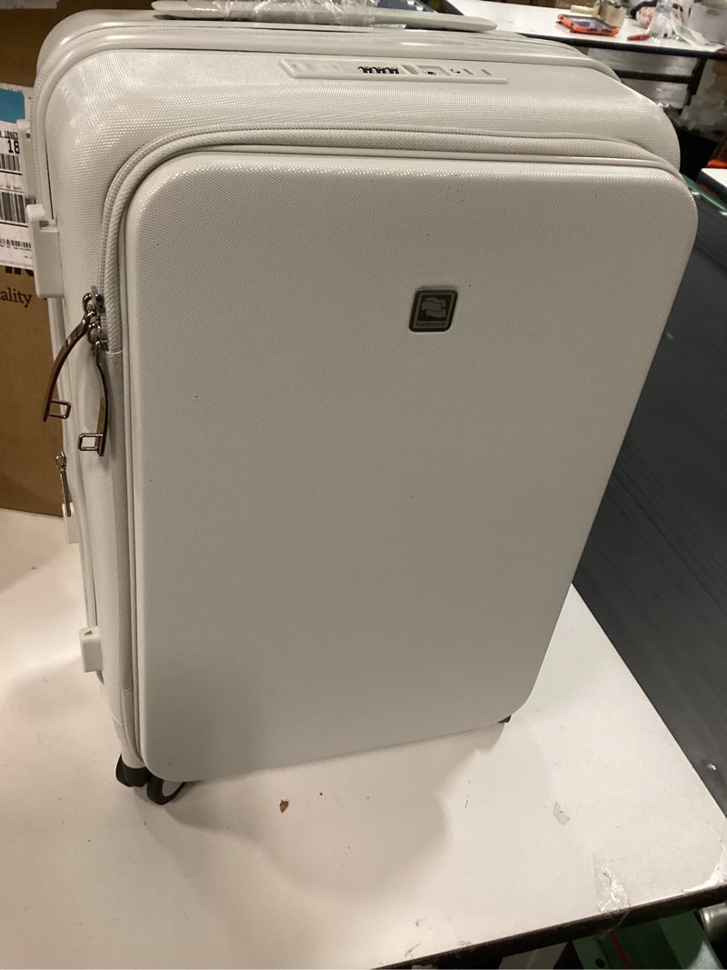 Condition photo showing Good Condition for Hanke Expandable 28 Inch Luggage with Spinner Wheels Top Opening Travel Luggage Hard Shell Rolling Suitcases Large Lightweight Checked Luggage with Cup Holder(Smoke White) 28 Inch EXT Smoke White