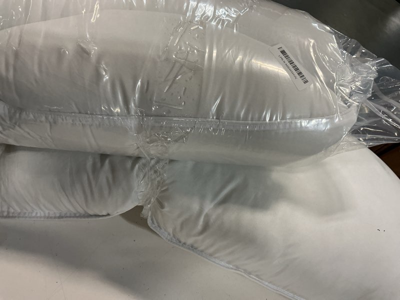 Condition photo showing As Is for Amazon Basics Down-Alternative Pillows for Stomach and Back Sleepers, Soft Density, 20 x 36 inches, 2-Pack, White King (Pack of 2) Soft Pillow