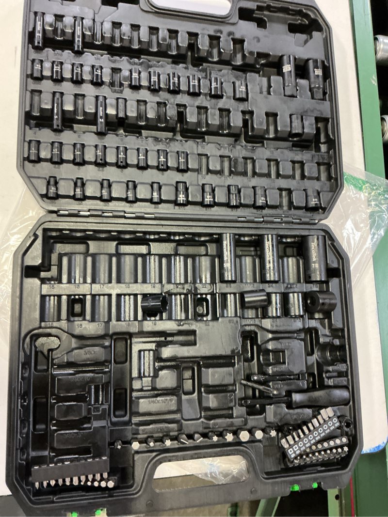 Condition photo showing As Is for TecoTek 1/4" & 3/8" Dr. Impact Socket Set, 189 Piece Socket Wrench Set Mechanic Tools, Metric and SA