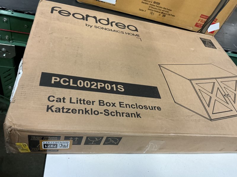 Condition photo showing New/Like New for feandrea cat litter box enclosure, litter box furniture hidden with removable divider, indoor cat house, end table, 31.5 x 20.9 x 19.7 inches, honey brown and rustic white upcl002p01 honey brown + rustic white l (31.5"l x 20.9"w x 19.7"h)