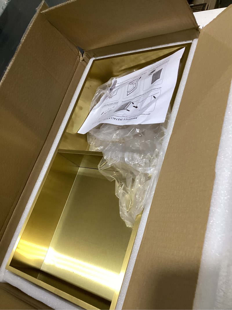 Condition photo showing Good Condition for sanitemodar shower niche, stainless steel shower niche no tile needed, recessed for bathroom storage (brushed gold, 12x24,double) brushed gold 12" x 24", double