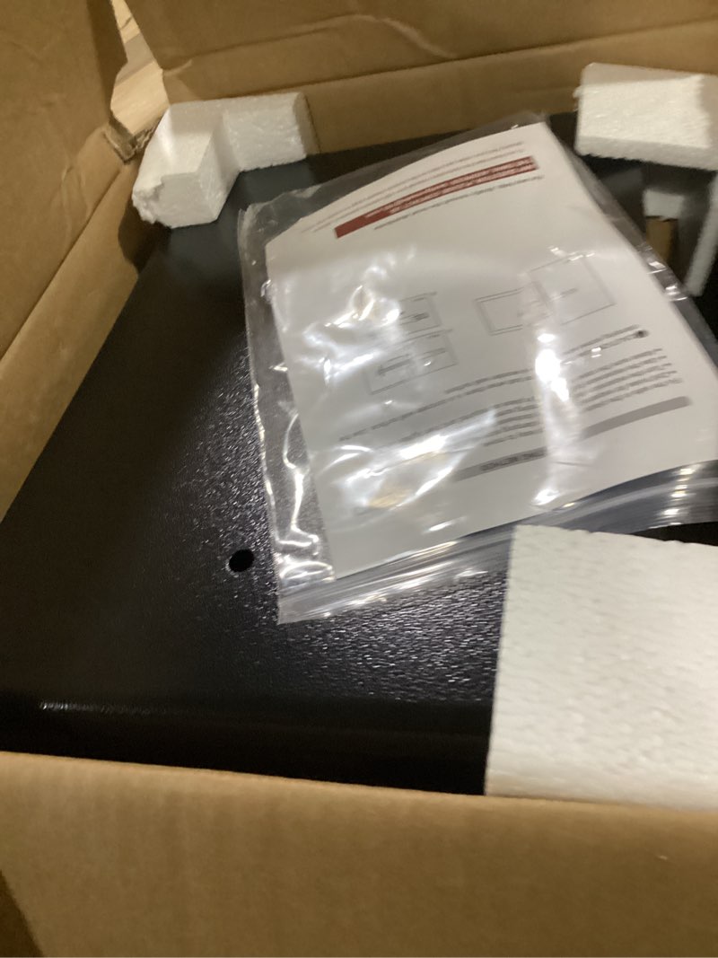 Condition photo showing Good Condition for 1.3 cubic feet small fire safe box for home, fireproof safety lock box with digital keypad, spare keys and removable shelf, personal security home safes for money, jewelry, id documents