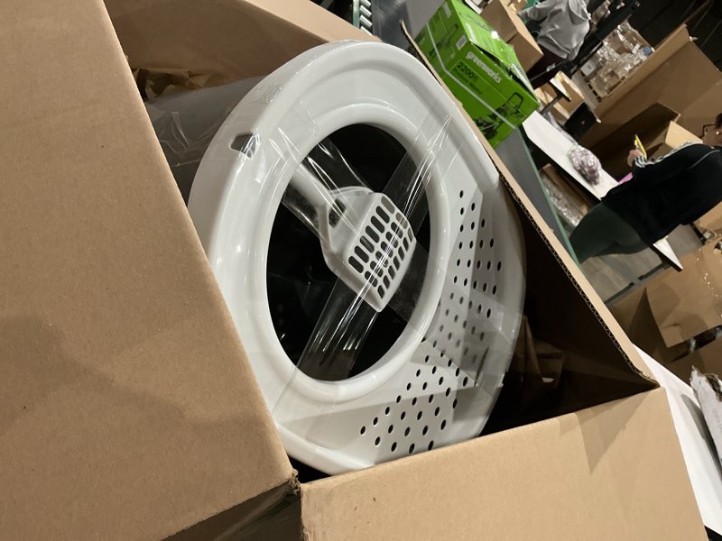 Condition photo showing Good Condition for iris usa cat litter box large top entry with lid enclosed covered hooded design litter catching scatter shield pan dog proof pet proof scoop included odor control for indoor cats kittens gray/white oval gray w/ scoop