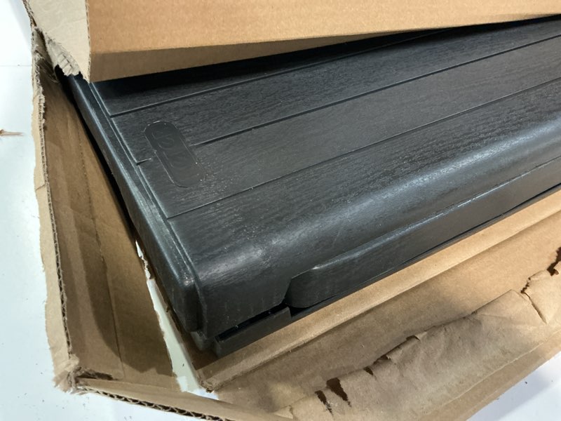 Condition photo showing Good Condition for keter city 30 gallon resin outdoor storage box and patio furniture side table for pool and garden accessories, dark grey