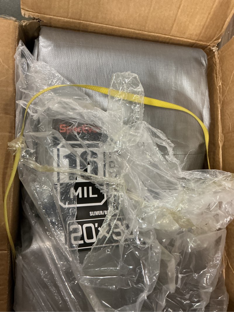 Condition photo showing Good Condition for 20x30 FT Tarp Waterproof, 16 Mil Tarps Heavy Duty Waterproof Multipurpose Protective Cover UV Resistant Rip & Tear Resistant with Grommets Reversible for Home Boats Cars Camping Sliver/Brown 20x30