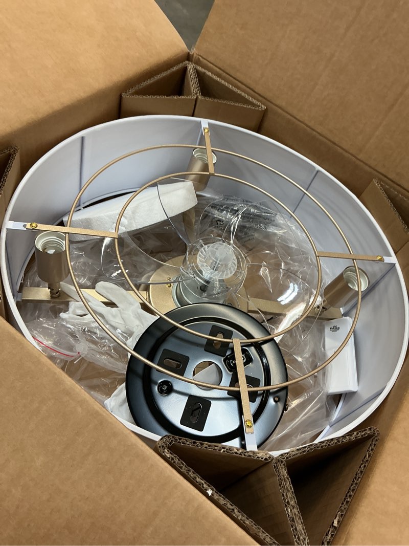 Condition photo showing Good Condition for low profile ceiling fans with lights, 20" flush mount ceiling fan with light, boho bladeless with 6 speeds, rattan remote control for bedroom, nursery, living room white boho