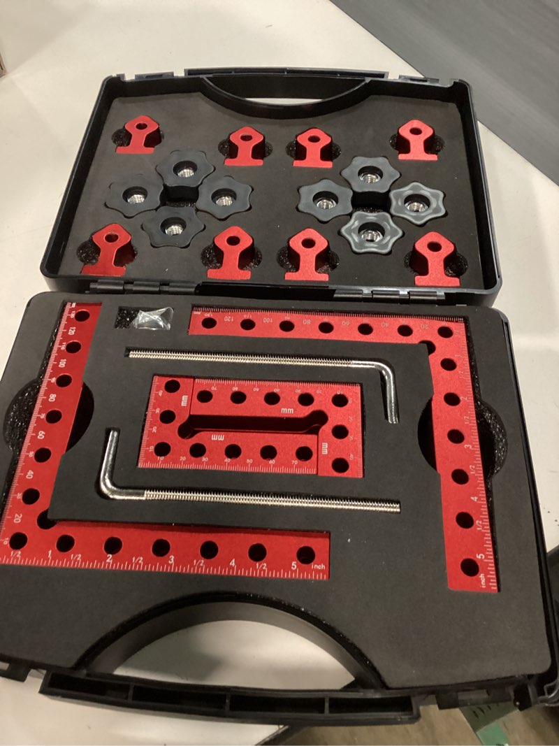 Condition photo showing New/Like New for corner clamps for woodworking, 8pcs 90 degree right angle clamps with storage box, 4pcs 5.5" & 4pcs 3.14" aluminum alloy positioning squares woodworking tools for cabinets, frames, drawers 4pcs 5.5" + 4pcs 3.1" set