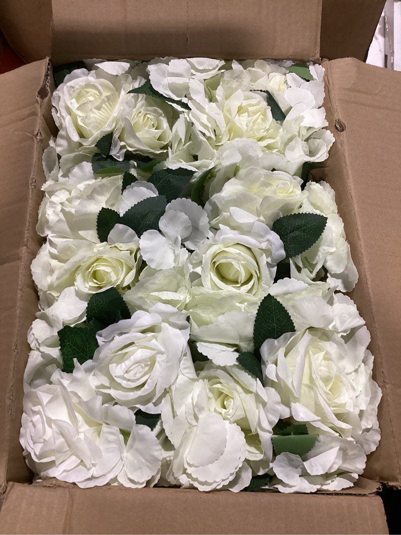 Condition photo showing Good Condition for flower table centerpieces - set of 6 floral arrangement artificial wedding hydrangeas floral arrangement with rustic metal vase for bridal tea party event decorations - white white set of 6 floral arrangement