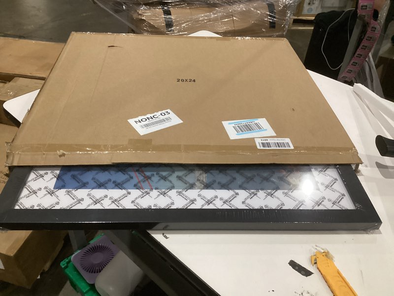 Condition photo showing New/Like New for pealsn 20x24 picture frame, display pictures 16 x 20 with mat or 20 x 24 without mat for wall mounting display, poster frames, black. black 20x24