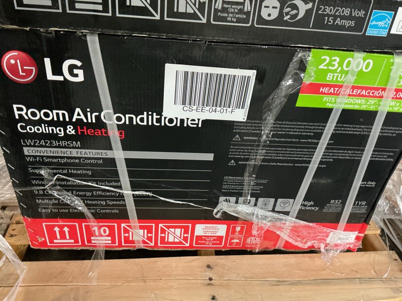 Condition photo showing New/Like New for LG 23,000 BTU Smart Window Air Conditioner with Heat, 230V, Air Conditioner Cools Rooms up to 1,400 Sq.Ft., Smartphone & Voice Control works with Remote, White White 23000 BTU Wifi 230V
