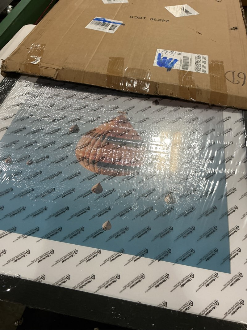 Condition photo showing Good Condition for 24x30 picture frame with 20x24 mat, display photo 20x24 with mat or 24 x 30 without mat, wall hanging large 24 by 30 poster frame with plexiglass, black black 24x30 inch