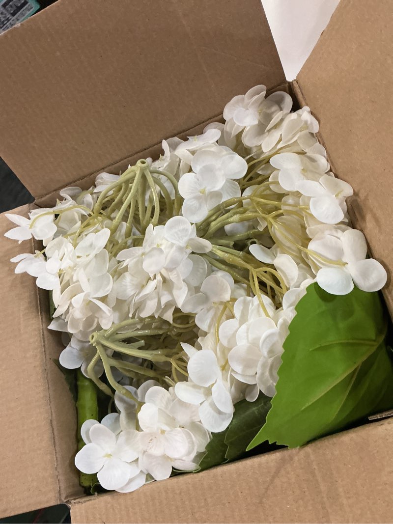 Condition photo showing New/Like New for artflower 4pcs real touch hydrangea artificial flowers, 22.5'' white full latex faux hydrangea flowers for home floral arrangements wedding bouquets kitchen table centerpiece decorations white 4 pcs