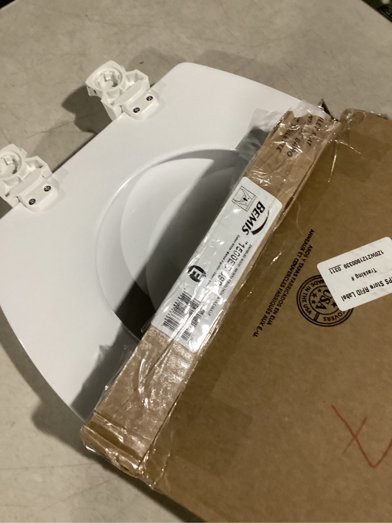 Condition photo showing As Is for Bemis 1500EC 390 Lift-Off Wood Elongated Toilet Seat, Cotton White (Pack of 1)