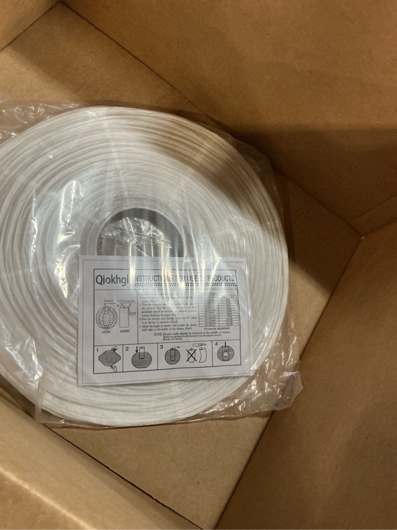 Condition photo showing Good Condition for white oval paper lanterns-16.54" large hanging paper lantern lamp, chinese/japanese paper pendant lampshade for party decoration, wedding, home decor ceiling lampshade(1 pack) white 1 pack-1
