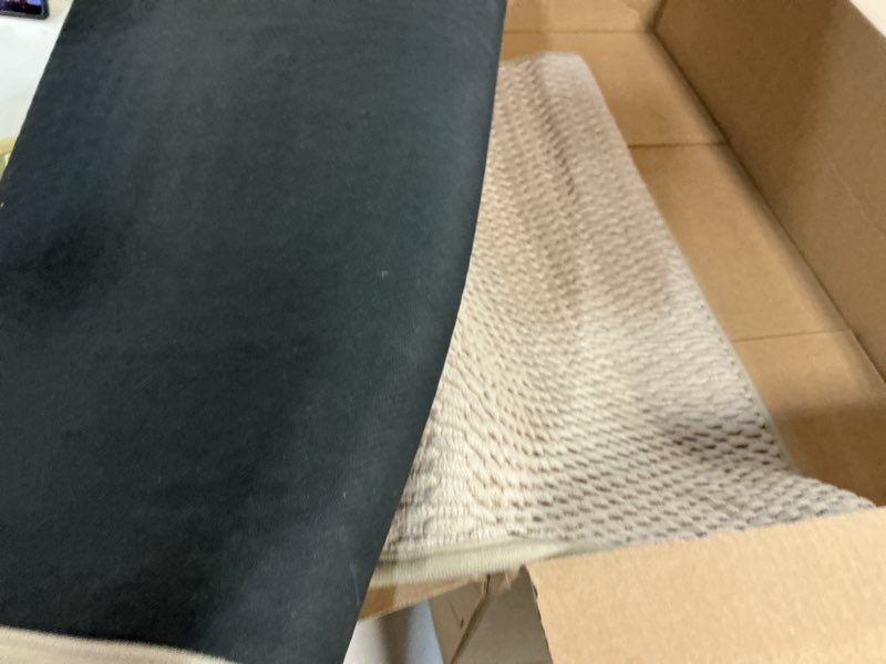 Condition photo showing As Is for Color&Geometry Rubber Backed Waffle Bath Mat 60x24, Non Slip Machine Washable Bathroom Rugs, Soft Absorbent Chenille Boho Carpet for Bathroom Floor, Tub and Shower, Beige Beige 24"x60"