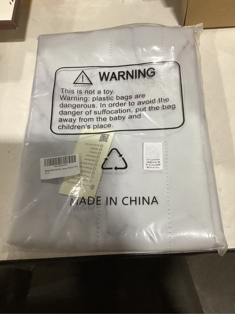 Condition photo showing item condition for Shrahala White Marble Kitchen Valances, Marble Gray White Marbled Stone Background Half Window Curtain Window Treatment Multilayer Polyester Blackout for Living Room Bathroom 2 Pack 52 x 18 in 52"W x 18"L (Pack of 2) Marble Psychedelic White 2 Whitea