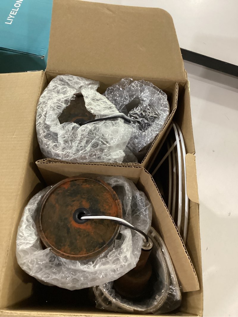 Condition photo showing Good Condition for lediary 18.72" led vintage lantern flickering flame table lamps for bedrooms set of 2, small farmhouse rustic vintage end table lamps, halloween decorative lantern bedside lamps for living room bronze brown