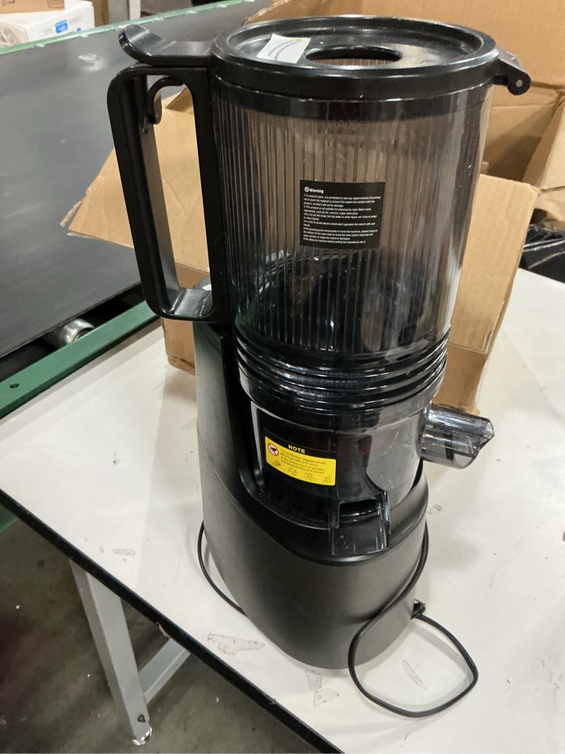 Condition photo showing As Is for Cold Press Juicer, Juicer Machines with 5.3" Wide Feed Chute, Slow Masticating Juicer for High Yield with Whole Fruits and Vegetables, Easy to Clean, Easy to Assemble (Black)