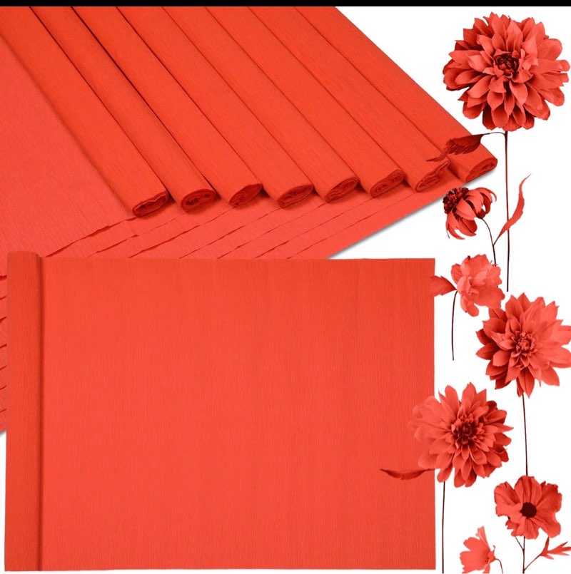 Harloon 8 Rolls Crepe Paper Roll 20 Inch x 8 Feet Wide Crepe Paper Streamer Party Streamer for Flower Making Wedding Ceremony Novel Birthday Themed Parties Decorations (Orange)