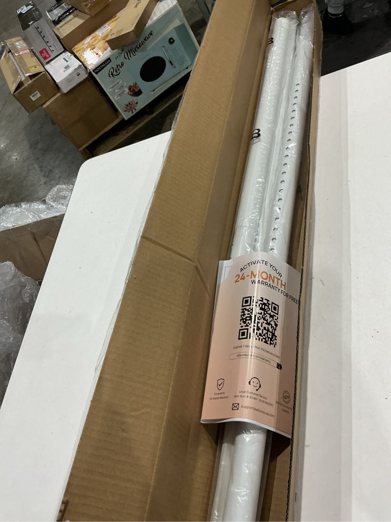 Condition photo showing Good Condition for allzone tension curtain rod for window, 83-123 inches, heavy duty curtain rods no drilling, non-slip bathroom shower tension rod, renter friendly, adjustable, spring loaded, extra long, white white 83-123 inches