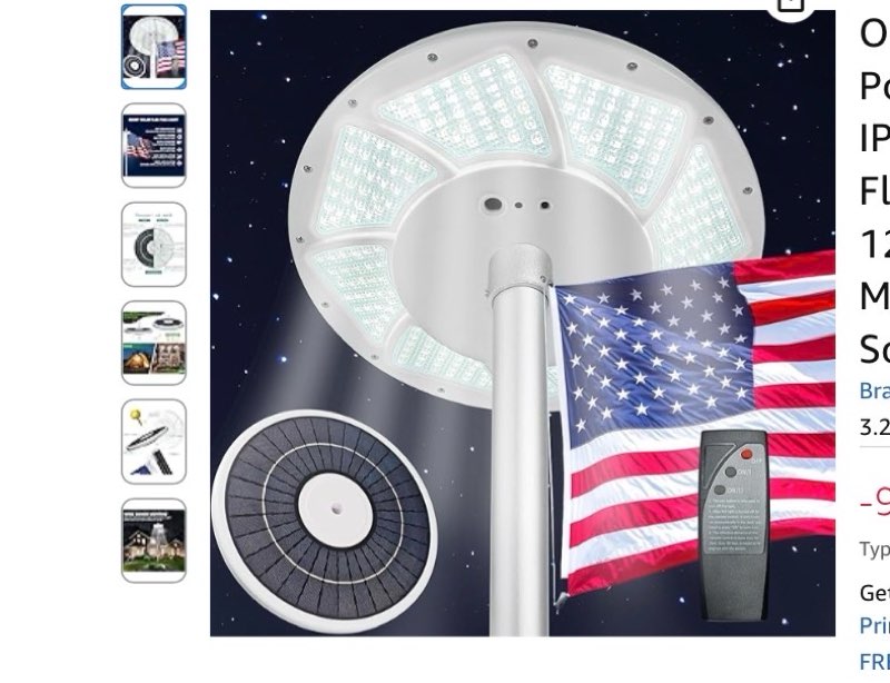 VintLjus Flag Pole Light Outdoor Solar Powered, 176 LED IP67 Waterproof Solar Flag Pole Light Up to 