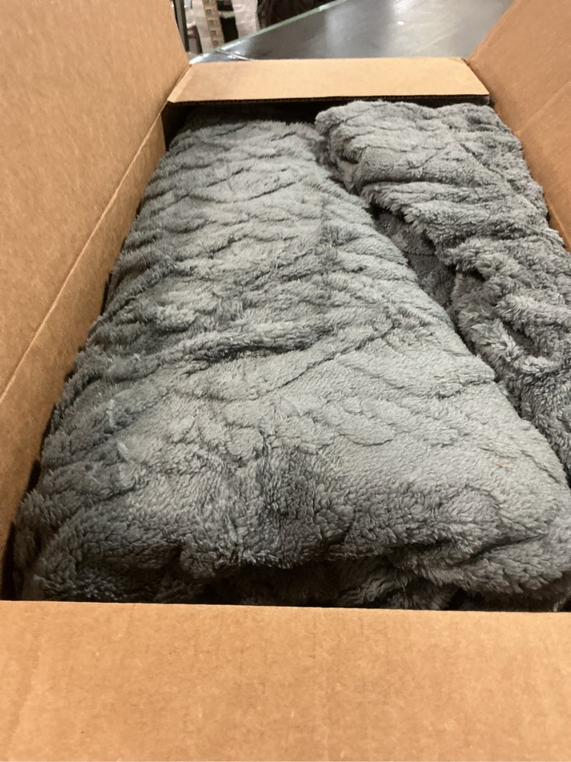 Condition photo showing As Is for Heated Blanket King Size Electric Blanket Dual Control, Wireless Heating Blanket with 10 Heat & 10 Time Setting, Fasting Heating Sherpa Tufted Blanket for Bed, ETL Certified, Grey,90"x100" King 90"x100" Grey