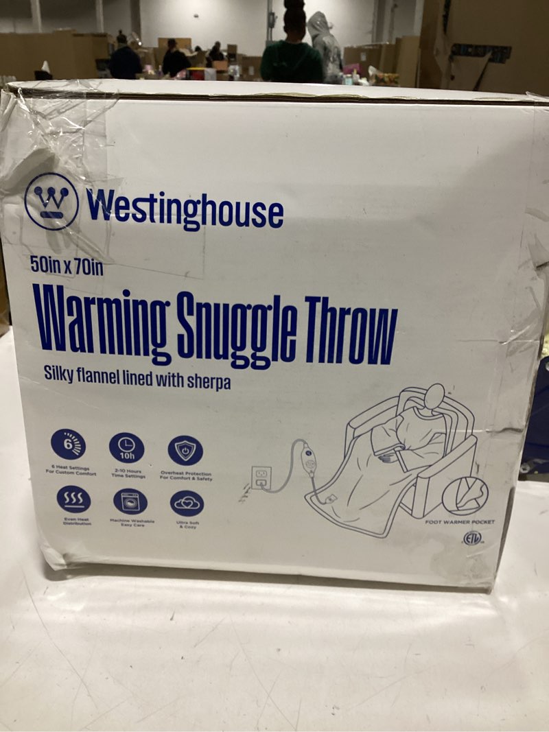 Westinghouse Electric Snuggle Throw Blankets with Foot Pocket, Wearable Heated Blanket with Sleeves,