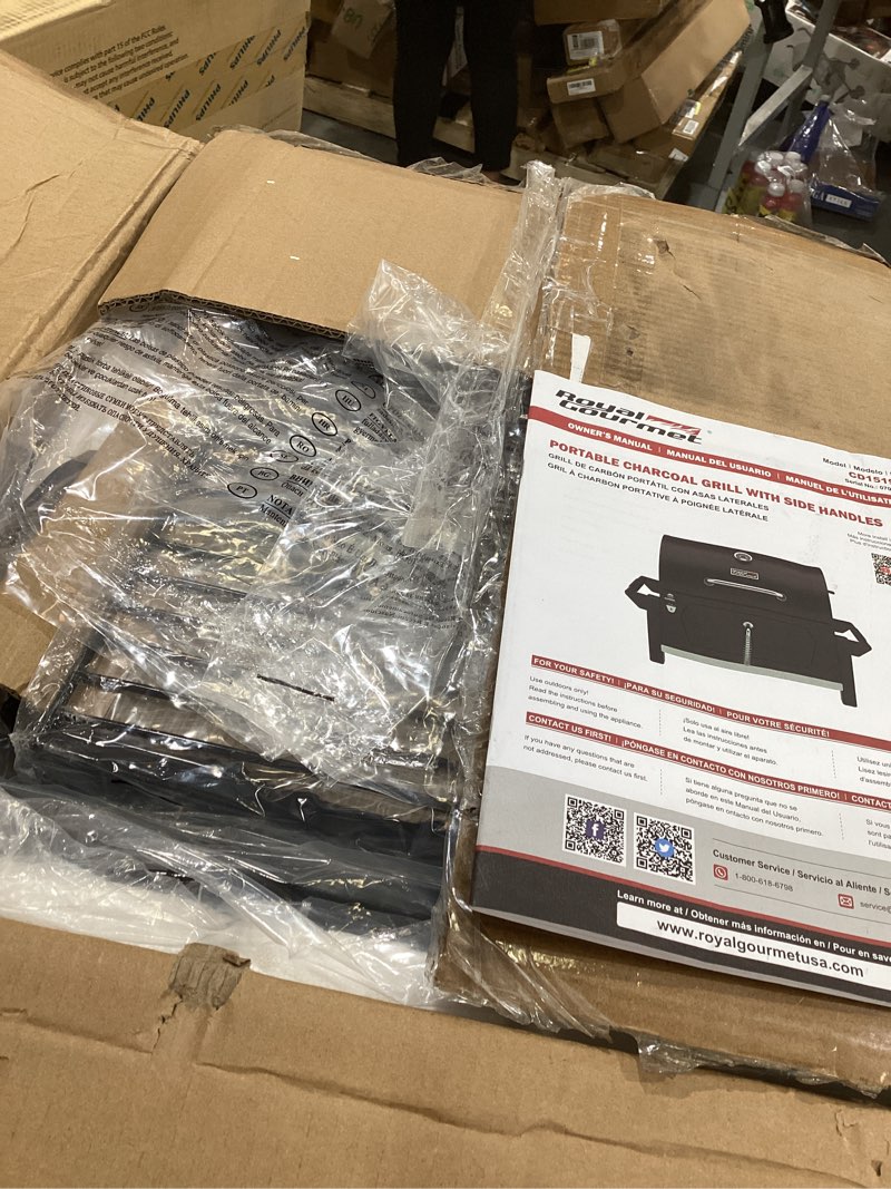 Condition photo showing Good Condition for royal gourmet cd1824m 24-inch charcoal grill, bbq smoker with handle and folding table, perfect for outdoor patio, garden and backyard grilling, black, medium