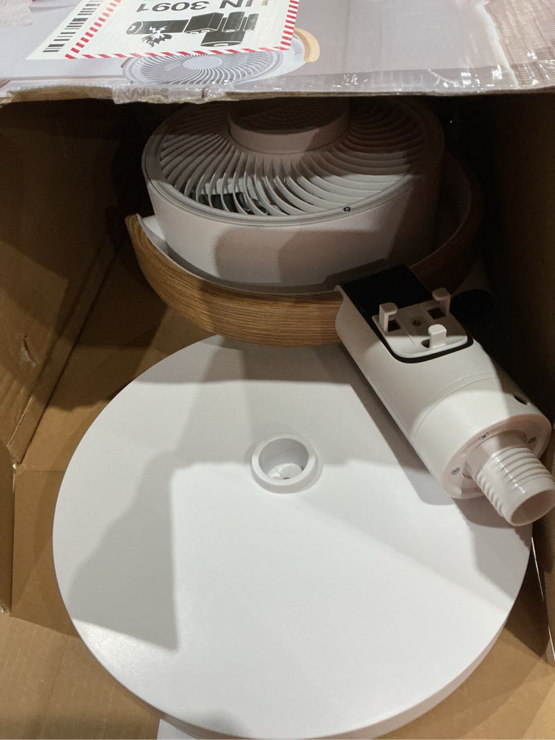 Condition photo showing Good Condition for better homes & gardens 8 inch air circulator pedestal fan, juliet collection, white and light honey