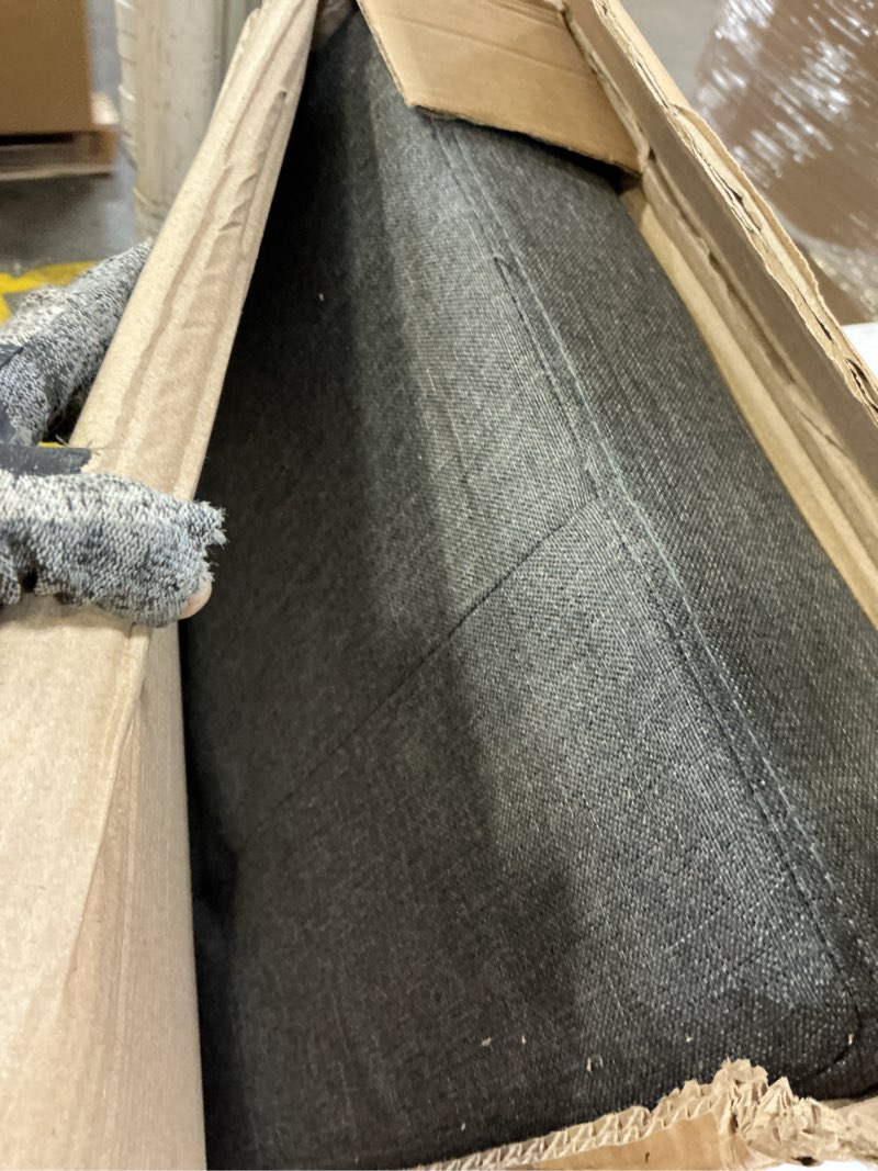 Condition photo showing Good Condition for SONGMICS Storage Ottoman Bench, Foldable Foot Rest with Legs, 15 x 43 x 15.7 Inches, End of Bed Bench, Storage Chest, Load up to 660 lb, for Living Room, Bedroom, Entryway, Slate Gray ULSF018G01 Dark Gray 15"D x 43"W x 15.7"H