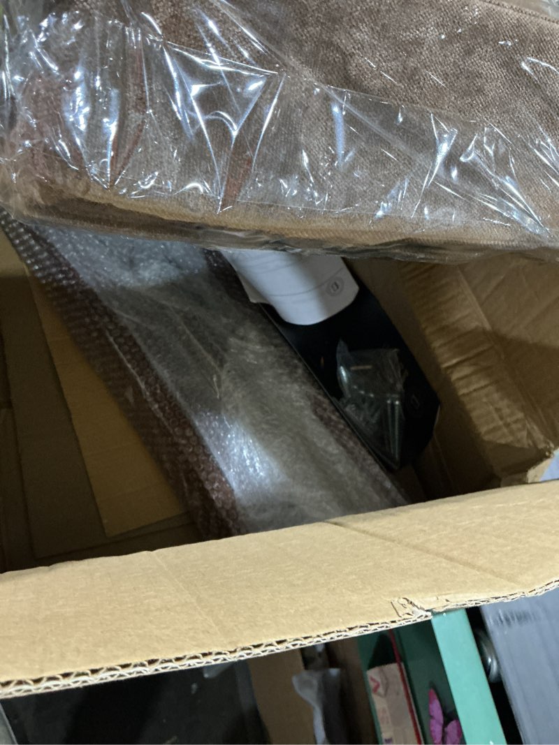 Condition photo showing New/Like New for Foldable Foot Stool Ottoman, Modern Foot Rest with Bamboo X Legs & Thick Foam Cushion, Folding Foot Stools Small Padded for Bedroom Living Room, Footstool for Chair Couch (Brown - Brown)