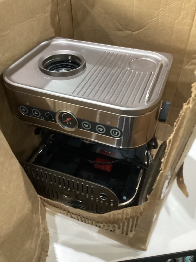 Condition photo showing As Is for philips barista brew semi automatic espresso machine - single & double espresso + americano button, 280g dual bean container, intuitive guidance, calibrated tamping, metal cappuccino (psa3228/41) 280g dual bean container metal cappuccino, not tested, incomplete