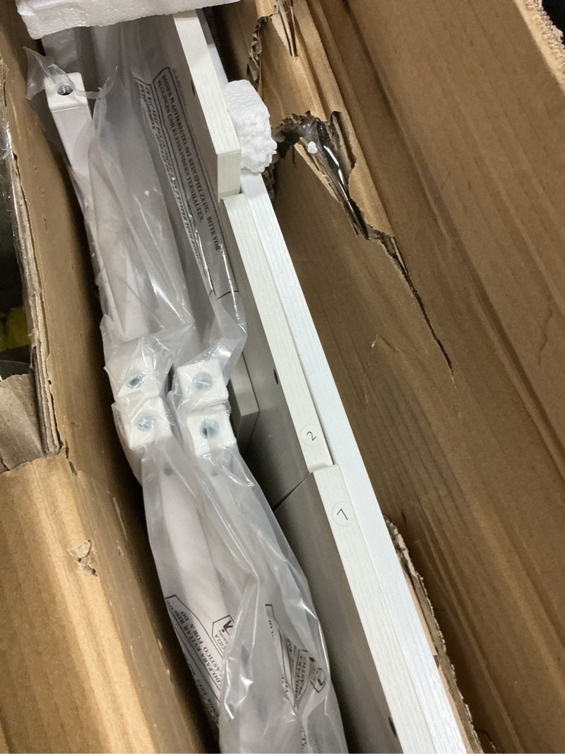 Condition photo showing Good Condition for Corner Vanity Desk with Charging Station, 49.6" Makeup Table with Fabric Drawers & Side Pocket, Space-Saving Dressing Table for Small Space Bedroom Dorm(White)