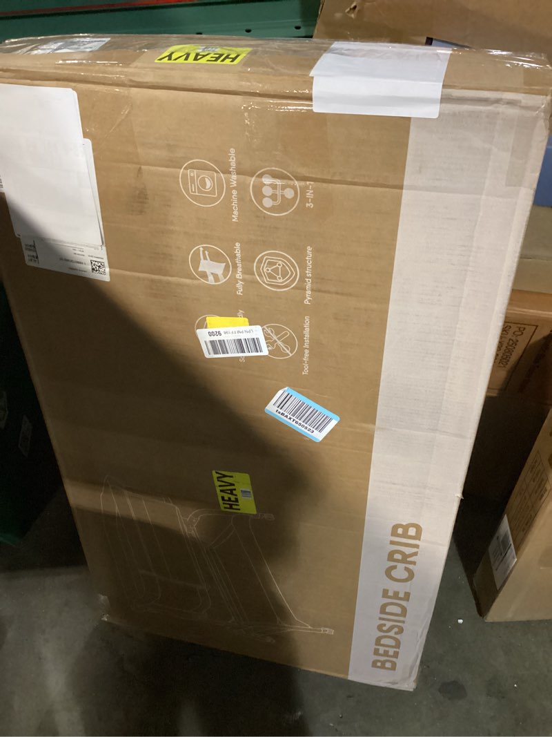 Condition photo showing New/Like New for baby bassinet bedside crib, 3-in-1 baby bassinet bedside sleeper with mattress and soft, breathable sheet, full-mesh sides, 6-height adjustable, stable and secure crib for newborns wood grain legs + beige bed