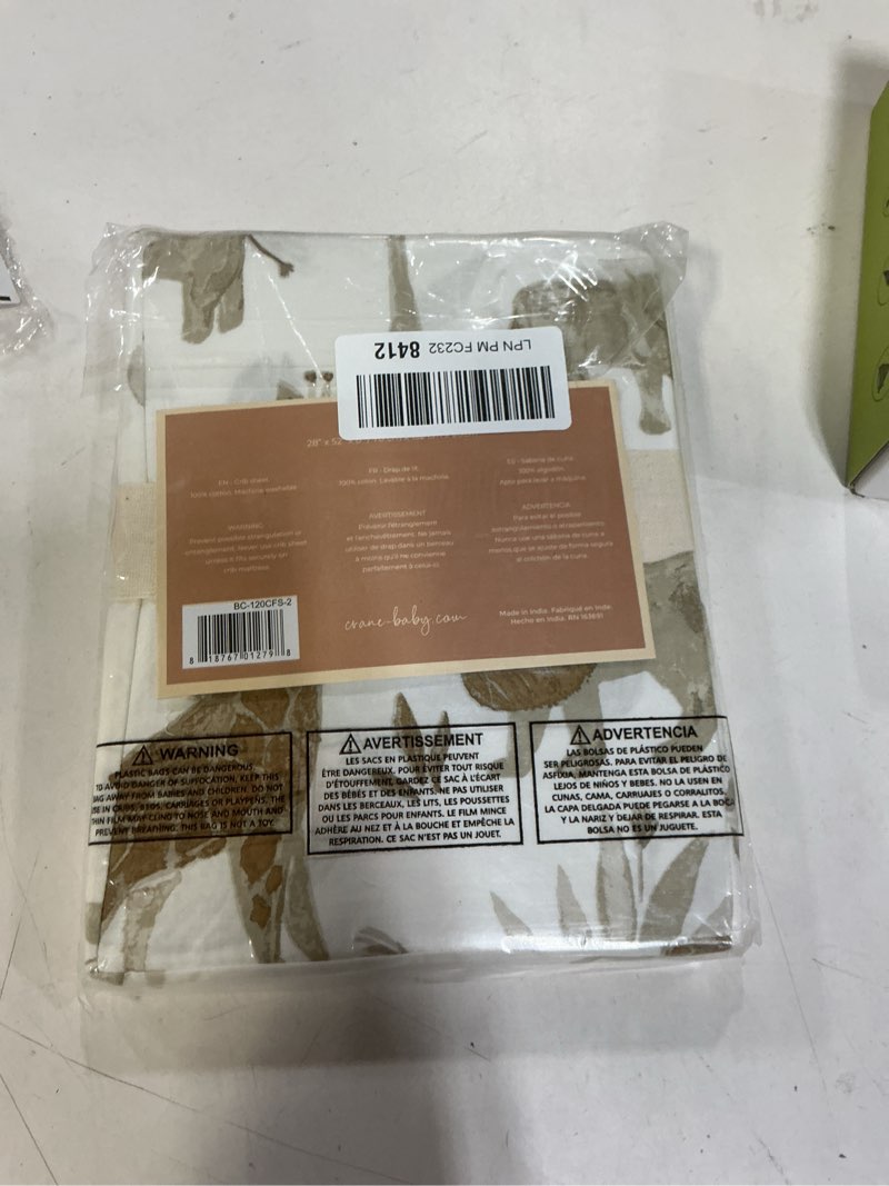 Condition photo showing New/Like New for Crane Baby Safari Nursery Decor Crib Sheet, 100% Cotton Fitted Sheet for Standard Mattress 28in X 52in, Breathable Toddler Bed Sheet for Boys and Girls Safari Animals