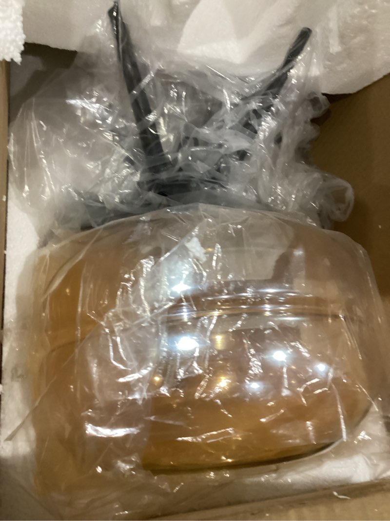 Condition photo showing Good Condition for Oval Four-Leg Bracket Glass Table Lamp Personalized Glass Oval Lampshade Bedside Table Lamp Nordic Hand-Blown GlassIron Art Four-Leg Bracket Transparent Glass Lampshade Table Lamp Bedroom (Amber)