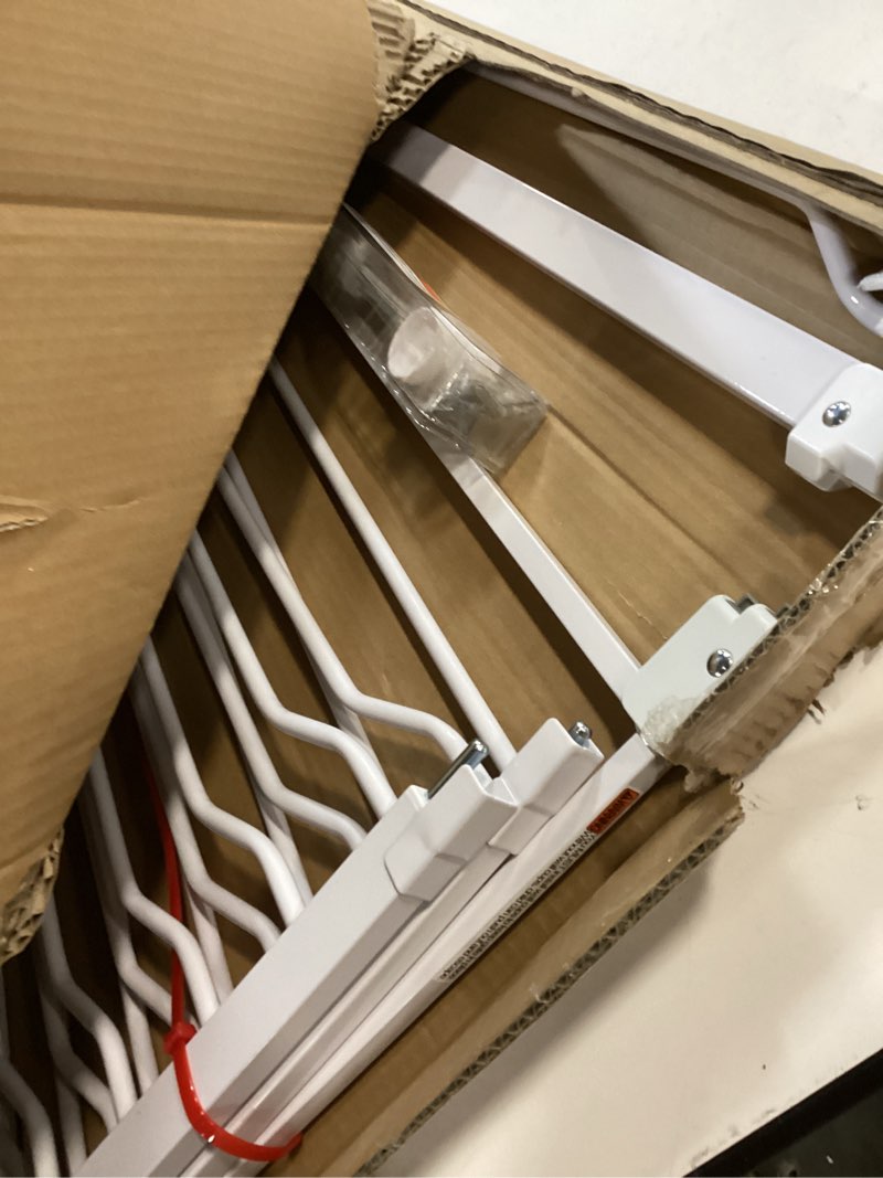 Condition photo showing Good Condition for Babelio 29-55 Inch Extra Wide Baby/Dog Gate, PressGuard P7, Metal Auto Close, Pressure Mounted Pet Door for Doorways, NO Need Tools and Drilling, with Wall Cups, White White 30"Tall 29"-55" Wide