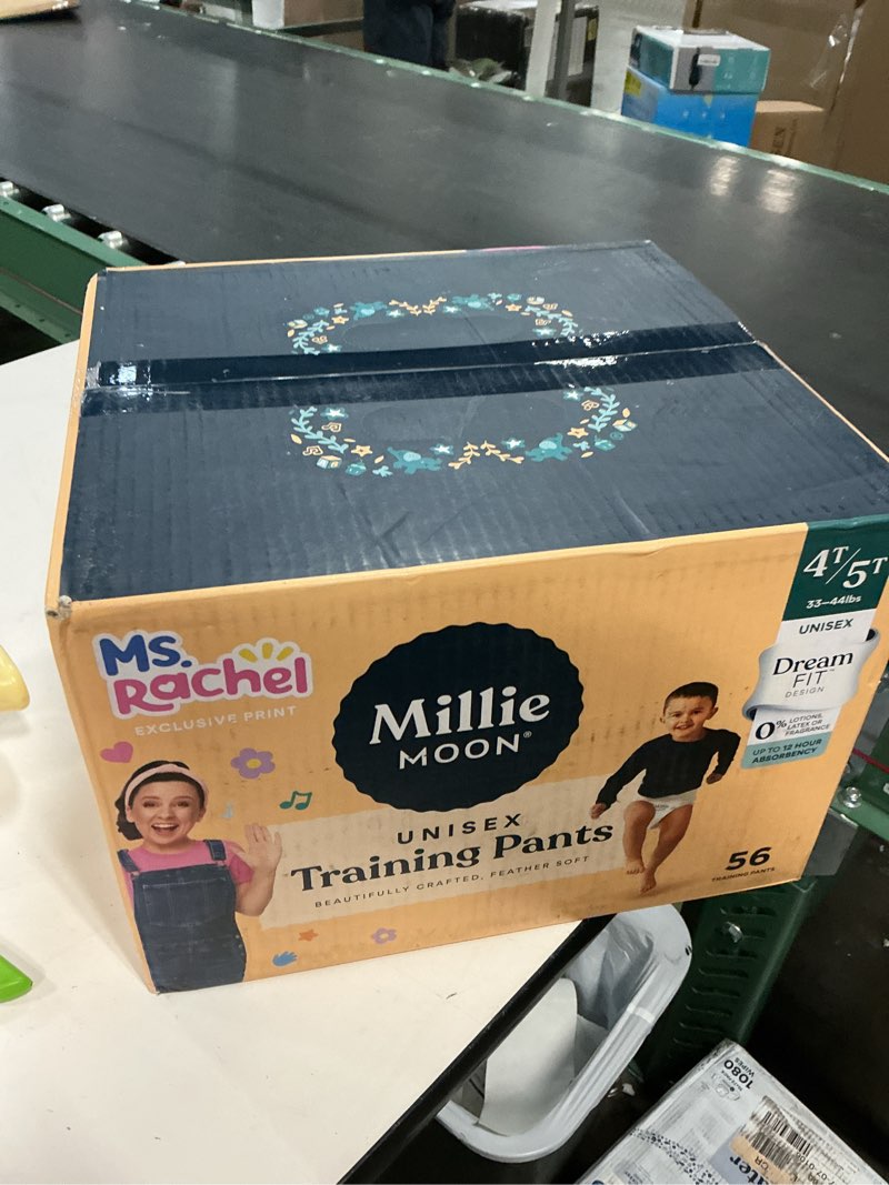 Condition photo showing New/Like New for millie moon ms rachel disposable training pants size 4t-5t - 56 count: hypoallergenic, wetness indicator, leak guards
