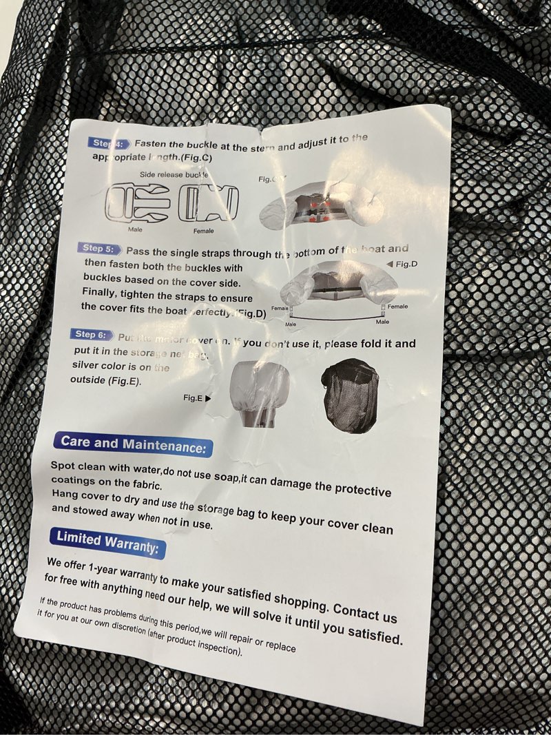 Condition photo showing Good Condition for newport uv resistant inflatable dinghy boat cover, grey