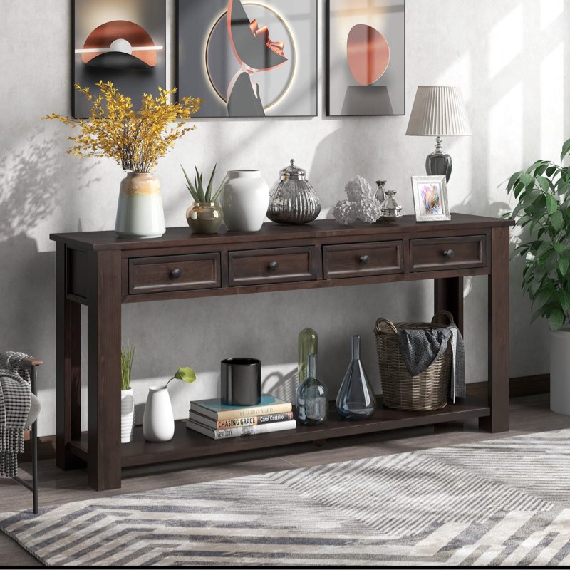Harper & Bright Designs TREXM Console Table/Sofa Table with Storage Drawers and Bottom