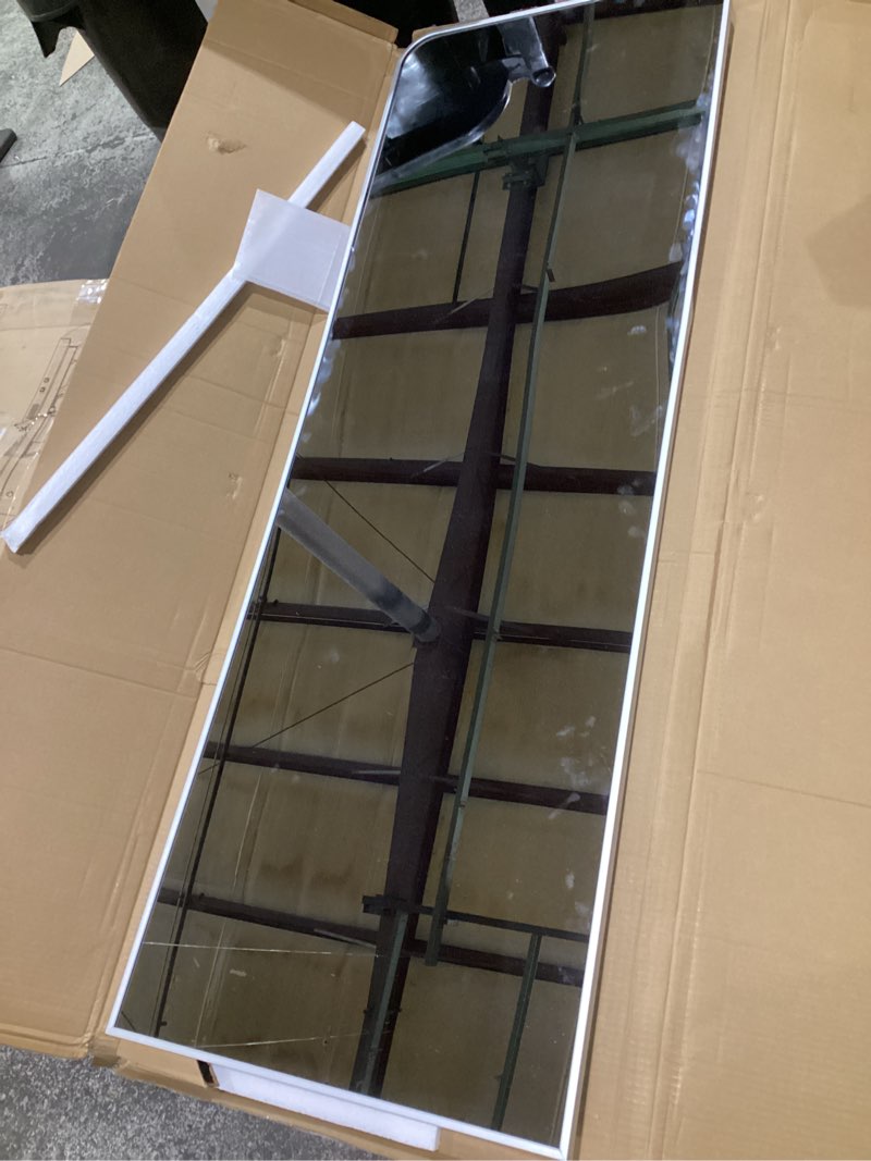 Condition photo showing Good Condition for scwf-gz 57x20 door hanging full length mirror, floor (height 5.7ft just body in 1.3ft) or wall mounted metal frame rectangle dressing mirrors for bedroom bathroom living room 57 inch silver silver 57"l x 20"w