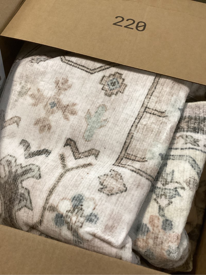 Condition photo showing Good Condition for 8x10 Area Rugs for Living Room: Washable Large Vintage Floral Rug Low Pile Non-Slip Boho Carpet for Bedroom Dining Home Office (Beige, 8'x10')