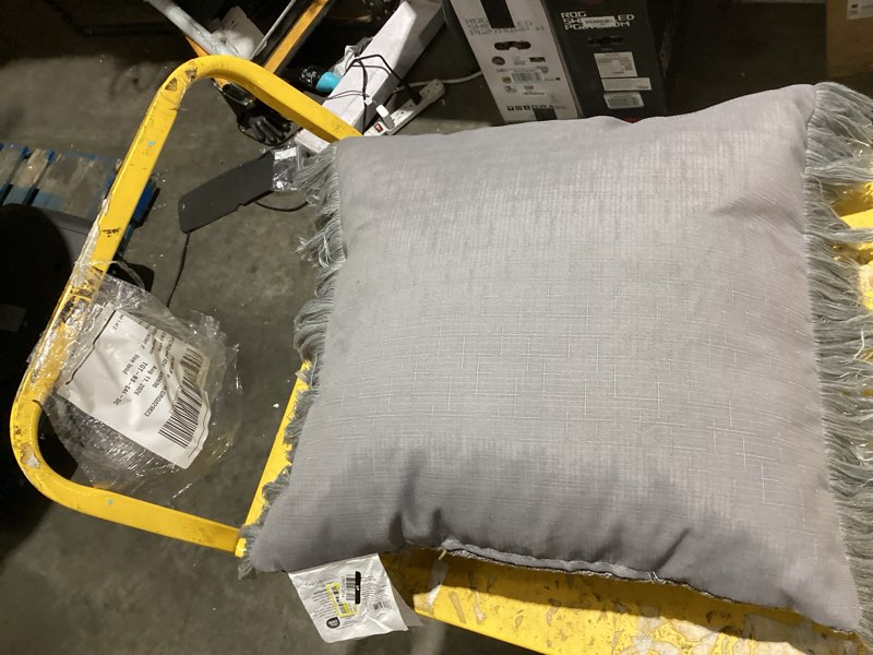 Condition photo showing Good Condition for 20"x20" faux natural knit fringed pillow gray - threshold™