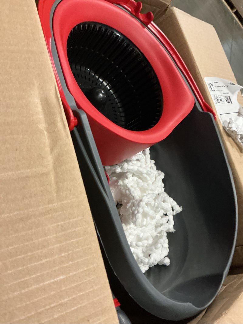 Condition photo showing Good Condition for O-Cedar EasyWring Microfiber Spin Mop, Bucket Floor Cleaning System, Red, Gray, Standard Easywring Spin Mop & Bucket