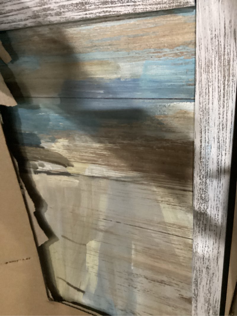 Condition photo showing New/Like New for Ocean Pictures Wall Art Framed: Beach Seaside Artwork Coastal Sailboat Art on Wooden Seascape Painting for Living Room(60x30) Ocean sailboat wall art 60"L x 30"W