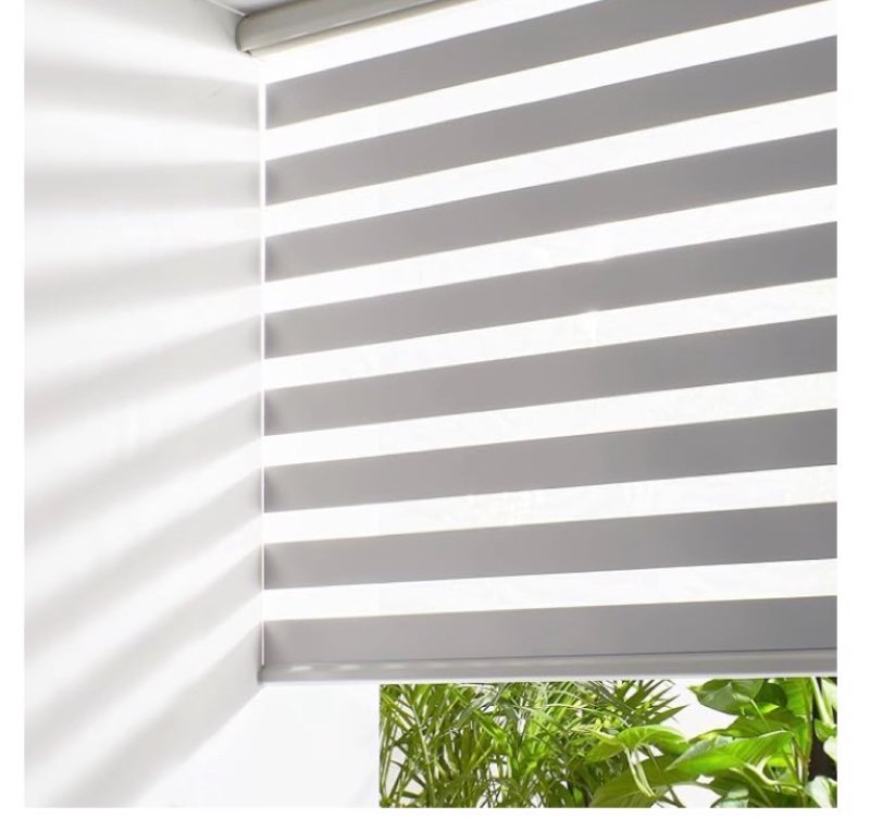 Persilux Cordless Zebra Blinds for Windows Free-Stop Roller Windows Shades (34" W X 72" H, Grey) Dual Layer Light Control for Day and Night, Light Filtering Sheer Shades for Home, Easy to Install